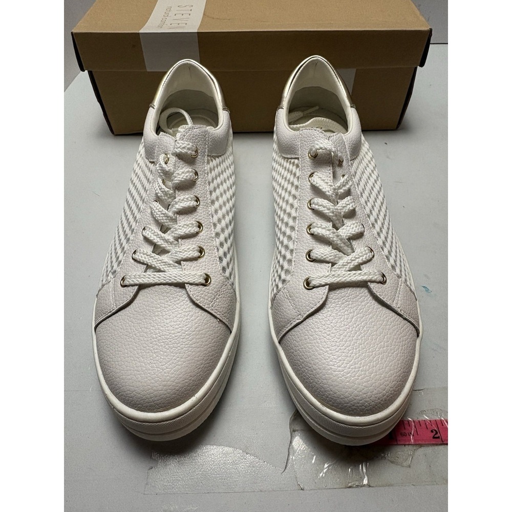 Steven By Steven Madden White Gold Women's Lace‎ Casual Comfort Sneakers 10 - Picture 4 of 6